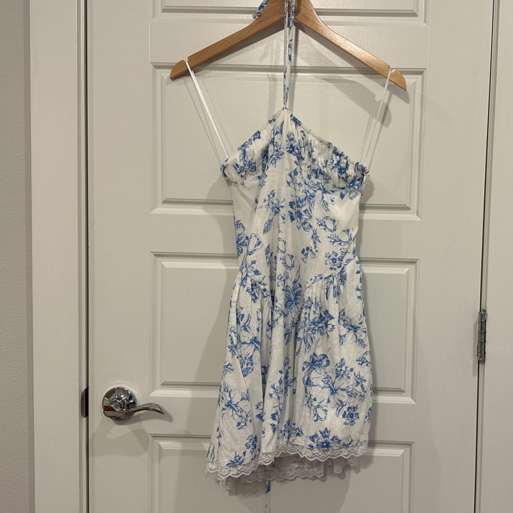 Floral Blue and White Mini Dress